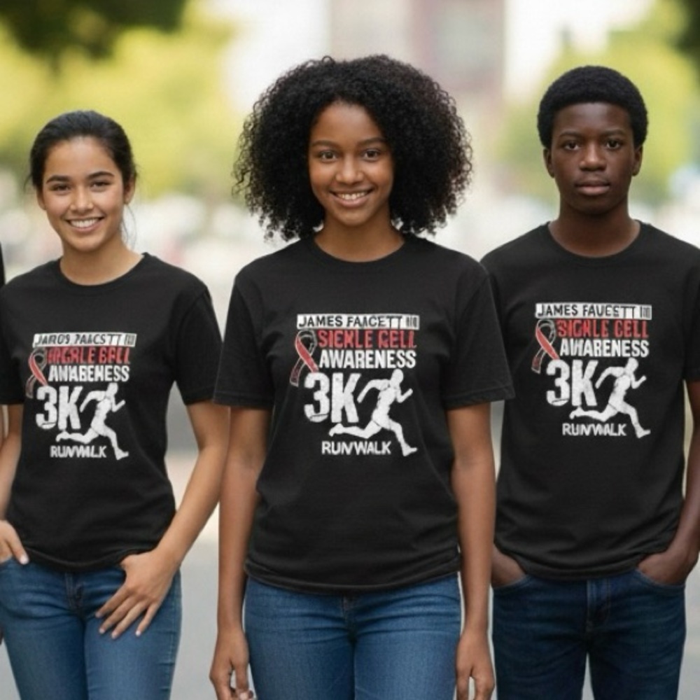 JAMES FAUCETT III SICKLE CELL AWARENESS 3K RUN/WALK Graphic on Gildan Tee